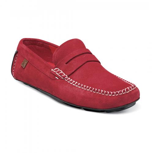 Stacy Adams "Ruther" Red Suede Moc Toe Loafer Shoes 24894